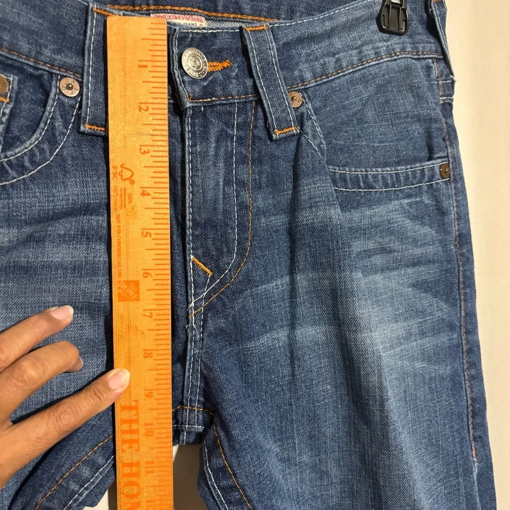 True Religion size 31 Blue Denim Jeans with Orange Stitching